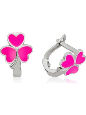 Stil Love ​gümüş Pembe Yonca Çocuk Küpesi