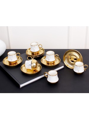 Sembol New Albero 6 Kişilik 90 ml Ağaç Desen Porselen Kahve Fincan Takımı Purebone-76