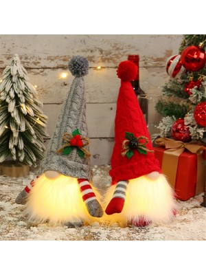 Sunshinee LED Işıklı Gnome Bebek Ev Için Mutlu Noeller Dekoru Noel Süsleri Noel Navidad Doğum Hediyeleri Yeni Yıl -Kırmızı (Yurt Dışından)