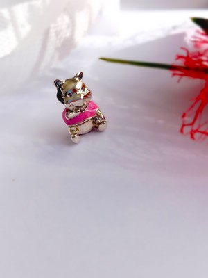 Keskin Gümüş 925 Ayar Gümüş Rodyumlu Uyumlu Wınnıe The Pooh Pembe Bear Trend Kadın Charm Yeni Yıl Hediye