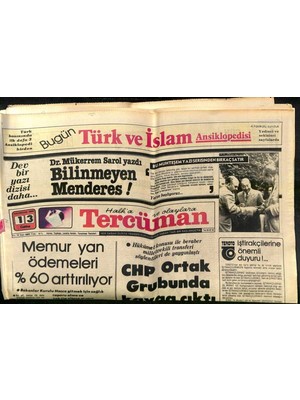 Gökçe Koleksiyon Tercüman Gazetesi 13 Haziran 1980 - Hiltonun 25. Kuruluş Yıldönümü Kutlandı - Chp Ortak Grubunda Kavga Çıktı  GZ118887