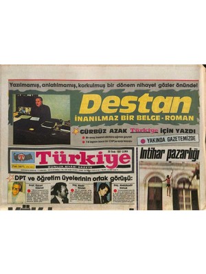 Gökçe Koleksiyon Türkiye Gazetesi 30 Ocak 1987 - Dpt ve Öğretim Üyelerinin Ortak Görüşü - Tbmm Tatile Girdi GZ118674