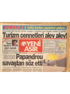 Gökçe Koleksiyon Yeni Asır Gazetesi 27 Haziran 1986 - Fransa Şarap , Almanya Bira Komasına Girdi - Papandreu Savaştan Söz Etti  GZ131716