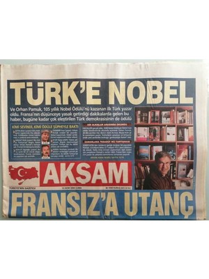 Gökçe Koleksiyon Akşam Gazetesi 13 Ekim 2006 Utanç Yasası Kabul Edildi - Ankara ve Avrupadan Ortak Tavır -GZ44082