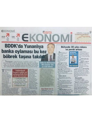 Gökçe Koleksiyon Hürriyet Gazetesi Ekonomi Eki 21 Şubat 2007 - Bütçede 30 Yılın Rekoru ve Perde Arkası   GZ43280