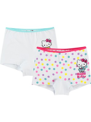 Hello Kitty Kız Çocuk 2'li Boxer Set 2-10 Yaş Beyaz