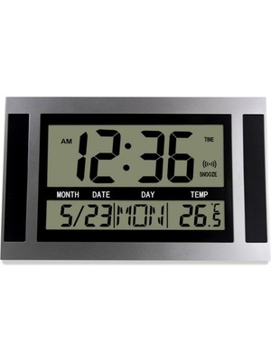 Hermoso Dijital Duvar Saati LCD Numarası Zaman Sıcaklık Takvim Alarm Gümüş (Yurt Dışından)