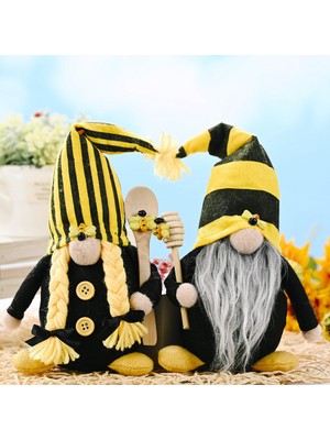 Hermoso Bumble Bee Çizgili Gnome Yüzü Olmayan Bebek Dekoru Ev Masaüstü Dekoru Için, A (Yurt Dışından)