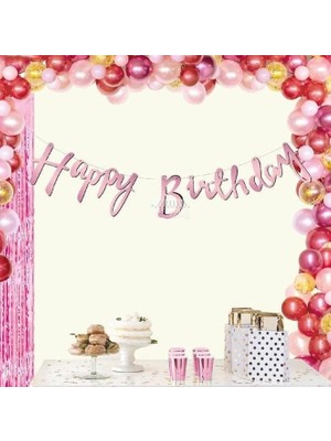 Markasız Happy Birthday(Iyi Ki Doğun) Banner Pembe