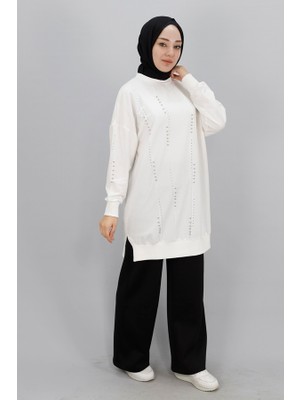 Puane 10348 Taş Detaylı 2 Ip Sweatshirt