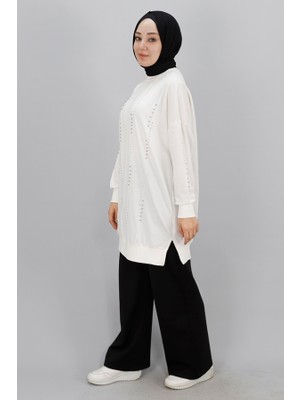 Puane 10348 Taş Detaylı 2 Ip Sweatshirt