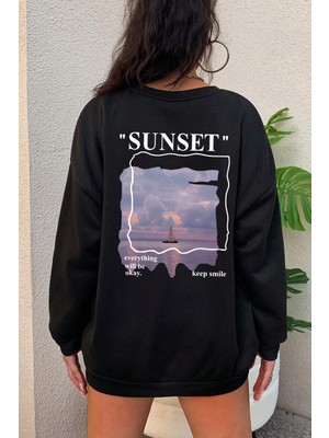 Only Trend Wear Unisex Sunset Baskılı Bisiklet Yaka Sweatshirt