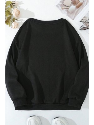 Only Trend Wear Unisex Kalp Baskılı Bisiklet Yaka Sweatshirt