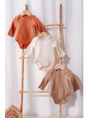 Lilabio Organik Pamuk 3lü Uzun Kollu Bebek Body Seti