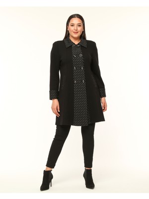 Laden Triko Çelik Örgü Büyük Beden Cardigan Kadın Kap Uzun Kalın Hırka