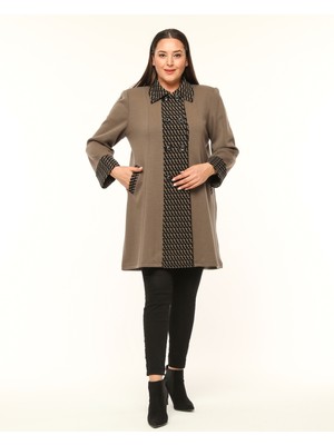 Laden Triko Çelik Örgü Büyük Beden Cardigan Kadın Kap Uzun Kalın Hırka