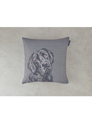 English Home Labrador Goblen Kırlent Kılıfı Siyah