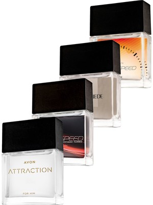 Avon Full Speed, Black Suede, Full Speed Max Turbo ve Attraction Erkek Parfüm Paketi 75 ml EDT Hediyelik Set