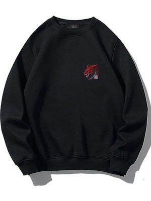 Brz Collection  Oversize Red Dragon Sweatshirt