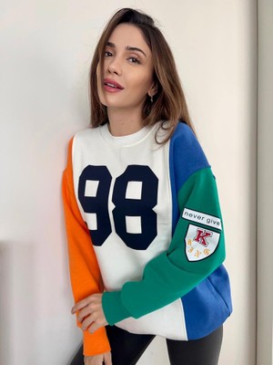 Crep Tekstil Oversize Baskılı Sweatshirt