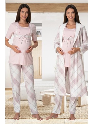 Effortt Lohusa Sabahlıklı Pijama Takımı Pembe - 6024