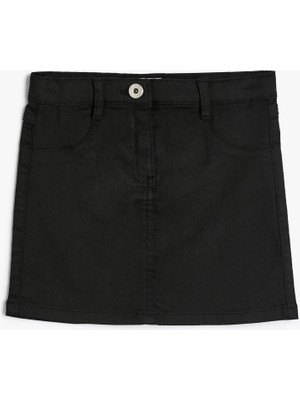 Koton Mini Etek Cepli Düğmeli Pamuklu
