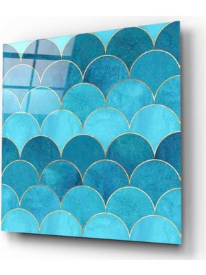 Miray Life Turkuaz Desenler Cam Tablo