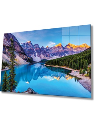 Miray Life Dağ Yansıma Manzara Cam Tablo Ev ve Ofis Duvar Dekoru