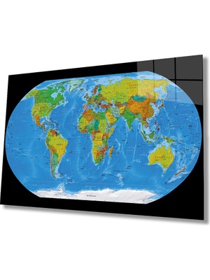 Miray Life Dünya Haritası 78 Cam Tablo