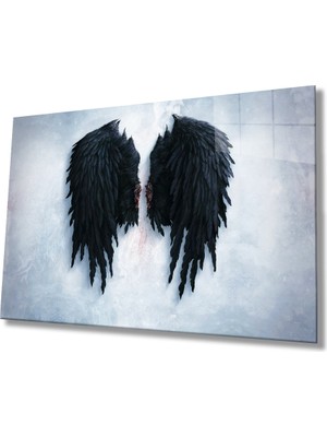 Miray Life Siyah Kanatlar Cam Tablo  4mm Dayanıklı Temperli Cam