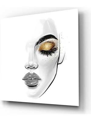Miray Life Beyaz Kadın Siluet Cam Tablo