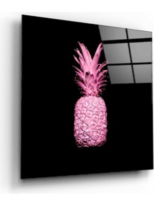 Pembe Ananas Cam Tablo 50X50 cm