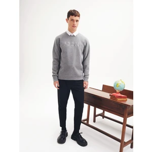 Regular Fit Yazı Baskılı Antrasit Erkek Sweatshirt