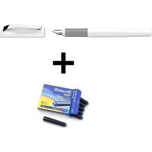 Schnıder Dolma Kalem Ceod Classic Beyaz M Uç & Pelikan Mavi  6'lı Kartuş