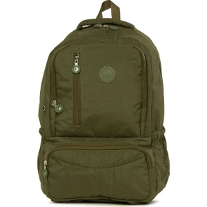 Haki Oval Cepli Dik Fermuarlı Büyük Paraşüt Sırt Çantası