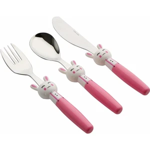 Mini Rabbit Pembe Çocuk Çatal Kaşık Bıçak Takım 3 Parça