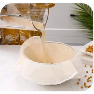 Emtory Home 2'li Set Organik Çember Süzme Bezi Yıkanabilir Keten Bez Natural 40 cm & 60 cm