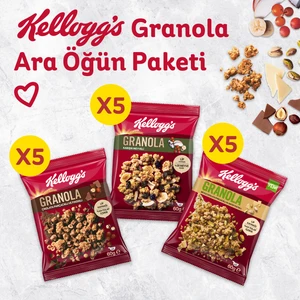 Granola 60 G x 15 Adet, Çikolata Parçacıklı ve Fındıklı, Kurutulmuş Meyveli, Beyaz Çikolatalı ve Antep Fıstıklı
