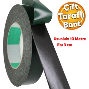 Çift Taraflı Yapıştırıcı Yapıştırma Köpük Bant Eva Montaj Bandı Siyah 30 mm x 10 Metre