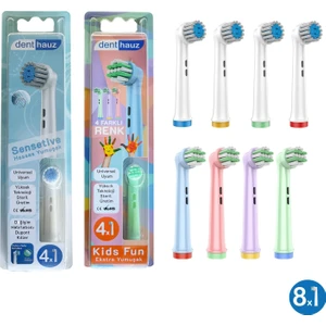 Kombo Set Sensetive + Kids Fun Yumuşak Oral-B Uyumlu Yedek Diş Fırçası Başlıkları