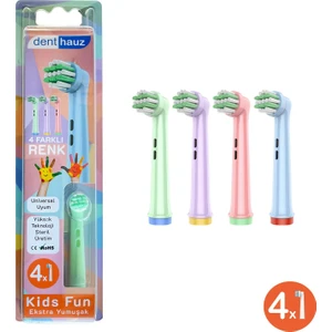 Kids Fun - Narin Yumuşak Oral-B Uyumlu Diş Fırçası Başlığı - 4 Adet Yedek Başlık