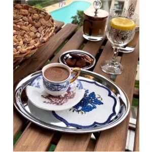 Çelik Servis Sunum Tepsisi Çay Kahve Tepsisi 21 cm (1 Adet )