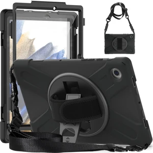 Lenovo Tab M10 Plus Kılıf Yatay ve Dikey Standlı Askılı Military Amazing Defender Zırh Özellikli Kılıf (Model TB-125F-TB-128F)