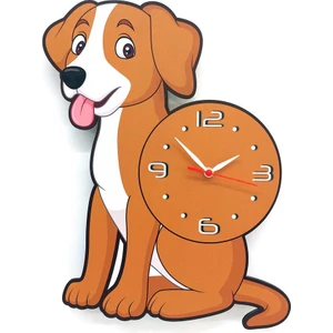 Sevimli Kahverengi Köpek Çocuk Odası Duvar Saati Dekor