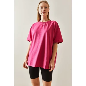 Fuşya Oversize Basic T-Shirt 3YXK1-47087-07