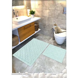 Cotton Crafty %100 Pamuk Dokuma Banyo Paspas Seti, Banyo Halısı Çiçek 60X100 - 60X50