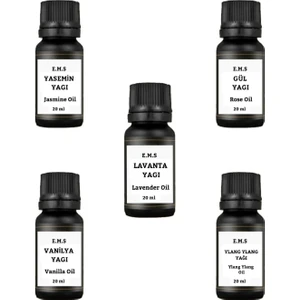 Yasemin Yağı & Gül Yağı & Lavanta Yağı & Vanilya Yağı & Ylang Ylang Yağı 5'li Set (5 x 20ML)