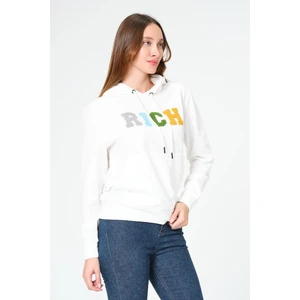 Kadın Kapüşonlu Süzüne Baskılı Sweatshirt