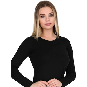 Kadın Uzun Kol Sıfır Yaka Body Bluz