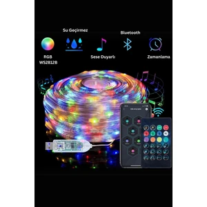 Rgb Peri Led, 10 Metre, 100 Led, USB Girişli, WS2812B Animasyonlu, Telefon Kontrollü, Kumandalı LED